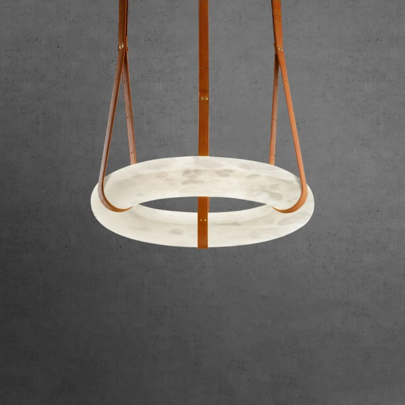 Circular Marble Chandelier Led Dia50Cm Living Room Belt Circular Ring Alabaster Lamps Luxury Dining Table Ceiling Pendent Light