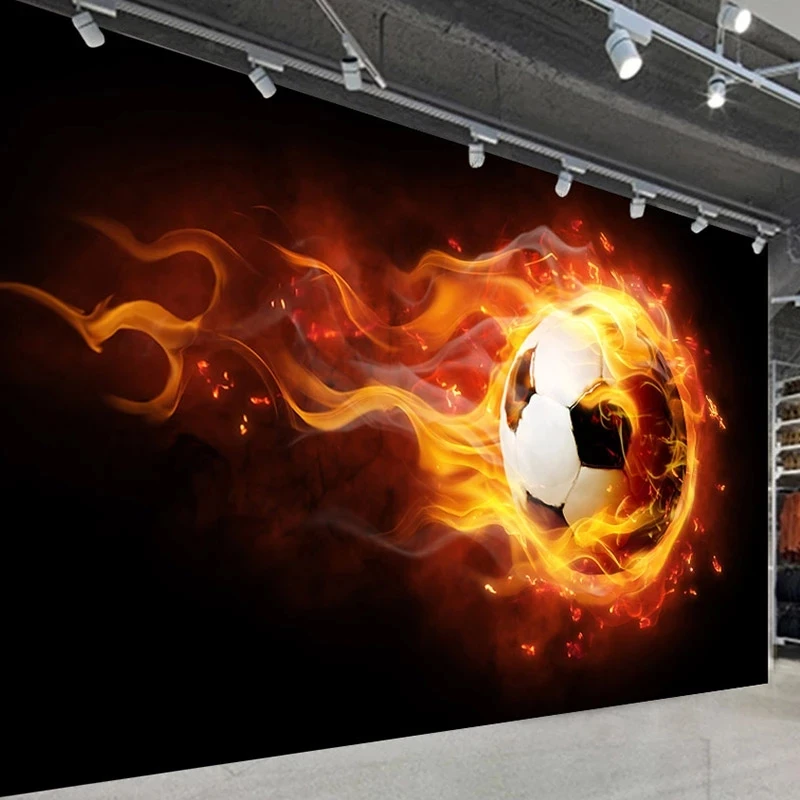 Custom 3D Football Flame Photo Mural Wallpaper Kids Room Bedroom Living room sofa TV background wall restaurant study Hotel 8d