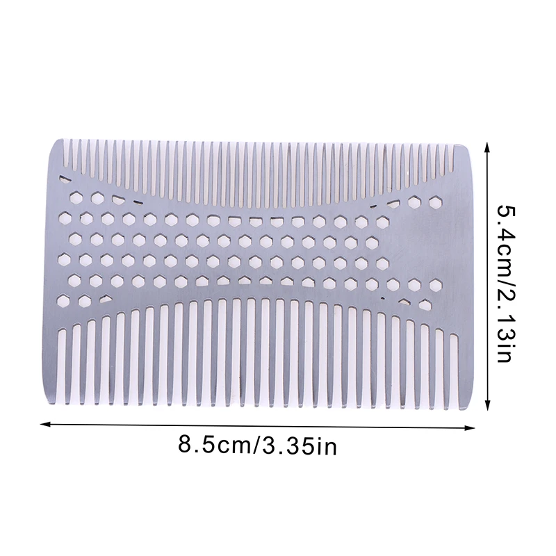 Easy To Carry Grooming Tool Stainless Steel Beard Comb For Men Compact Credit Card Size