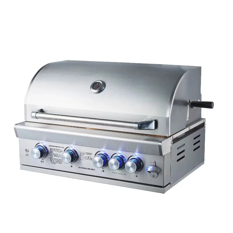 

Уличная кухня из нержавеющей стали 304, сверхпрочная, многофункциональная, со встроенной газовой и угольной двойной гриль-печью для барбекю с вертелом