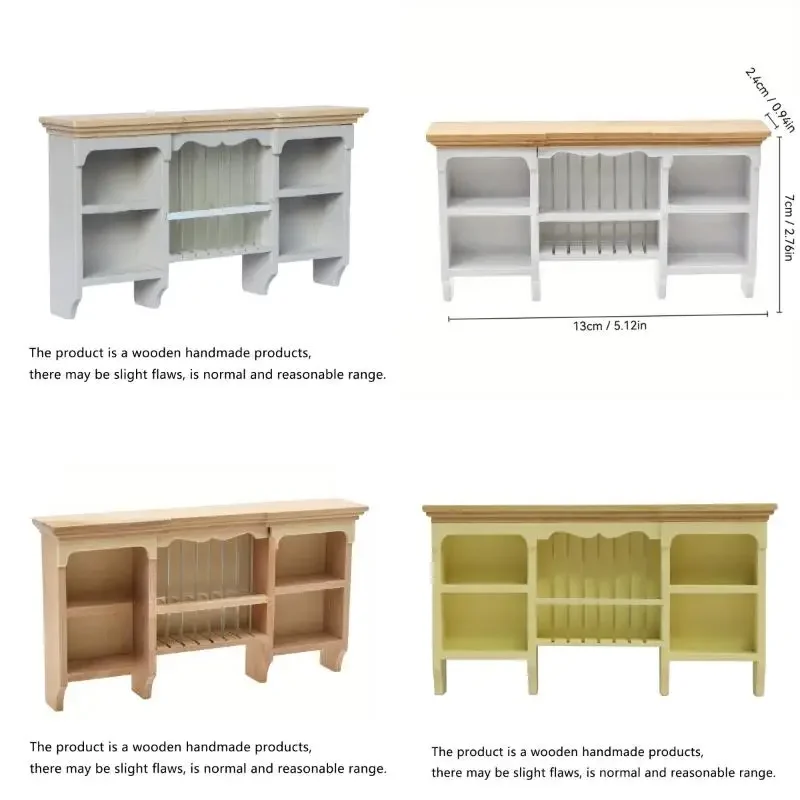 1 قطعة 1/12 دمية رف تخزين خشبي أثاث مصغر خزانة معلقة على الحائط لتزيين بيت الدمية غرفة الطعام