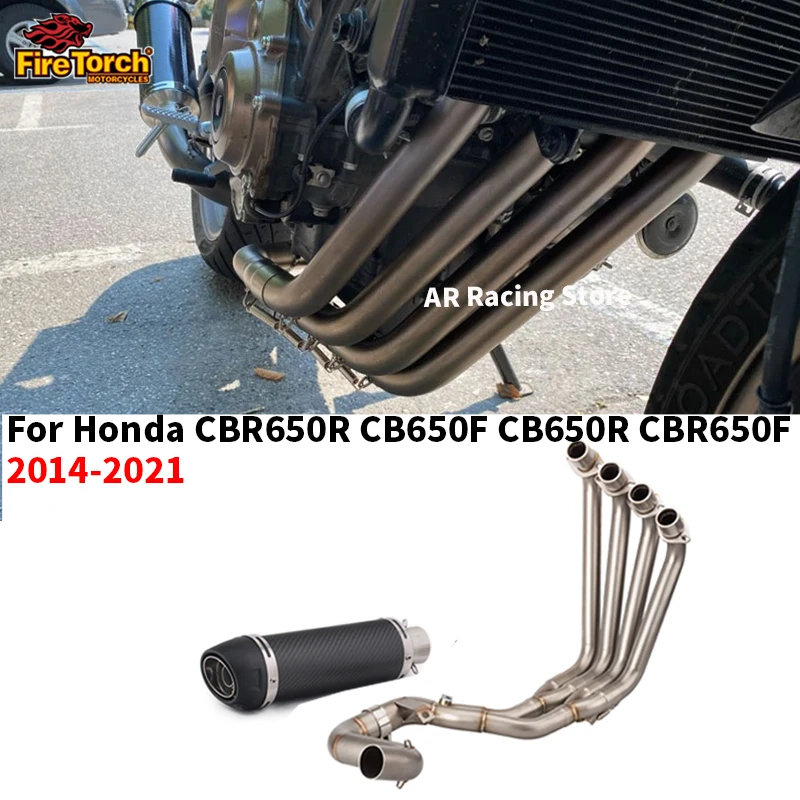 

For Honda CB650F CB650R CBR650 CBR650F 2014-2022 Motorcycle Full Systems Exhaust Carbon Fiber Muffler Front Link Pipe Modified