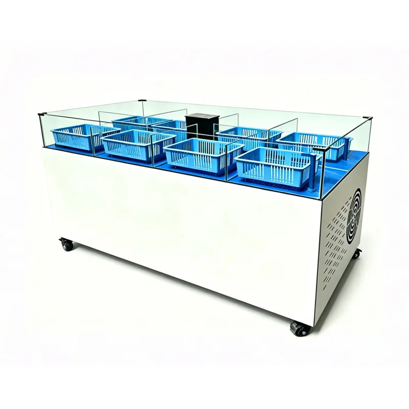 custom.Single-layer Glass Shellfish Holding Custom Movable Seafood Oxygen Filtration LED Light Live Seafood Breeding F