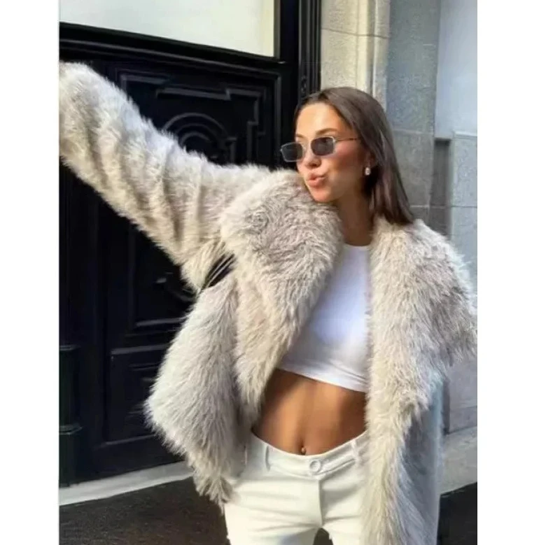 

Lamb Wool Black Jacket For Women Autumn Winter New Style Faux Fur Collar Coat High Quality Real Touch Outerwear