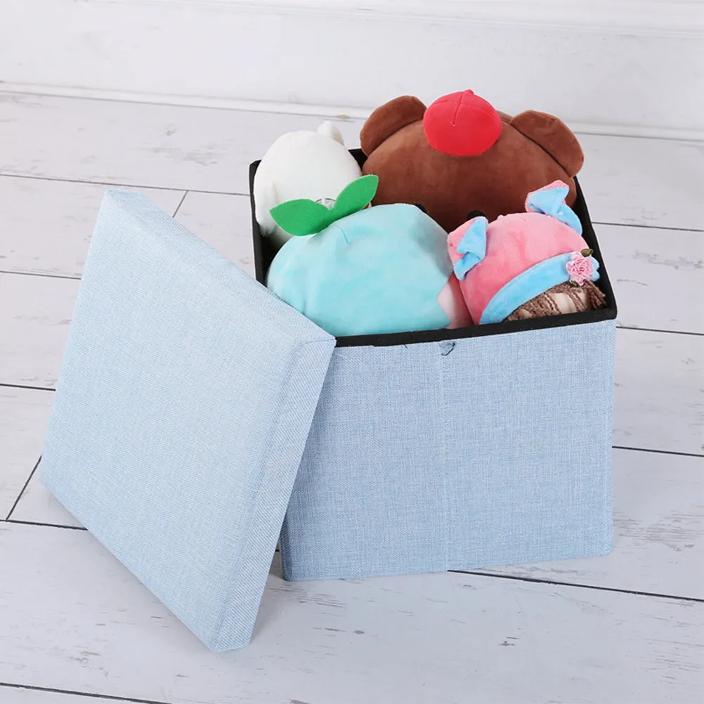 

1Pcs Storage Stool Folding Cloth Multifunctional Footstool Sky-Blue Household Sundries Storage Cube Stool Box for Room