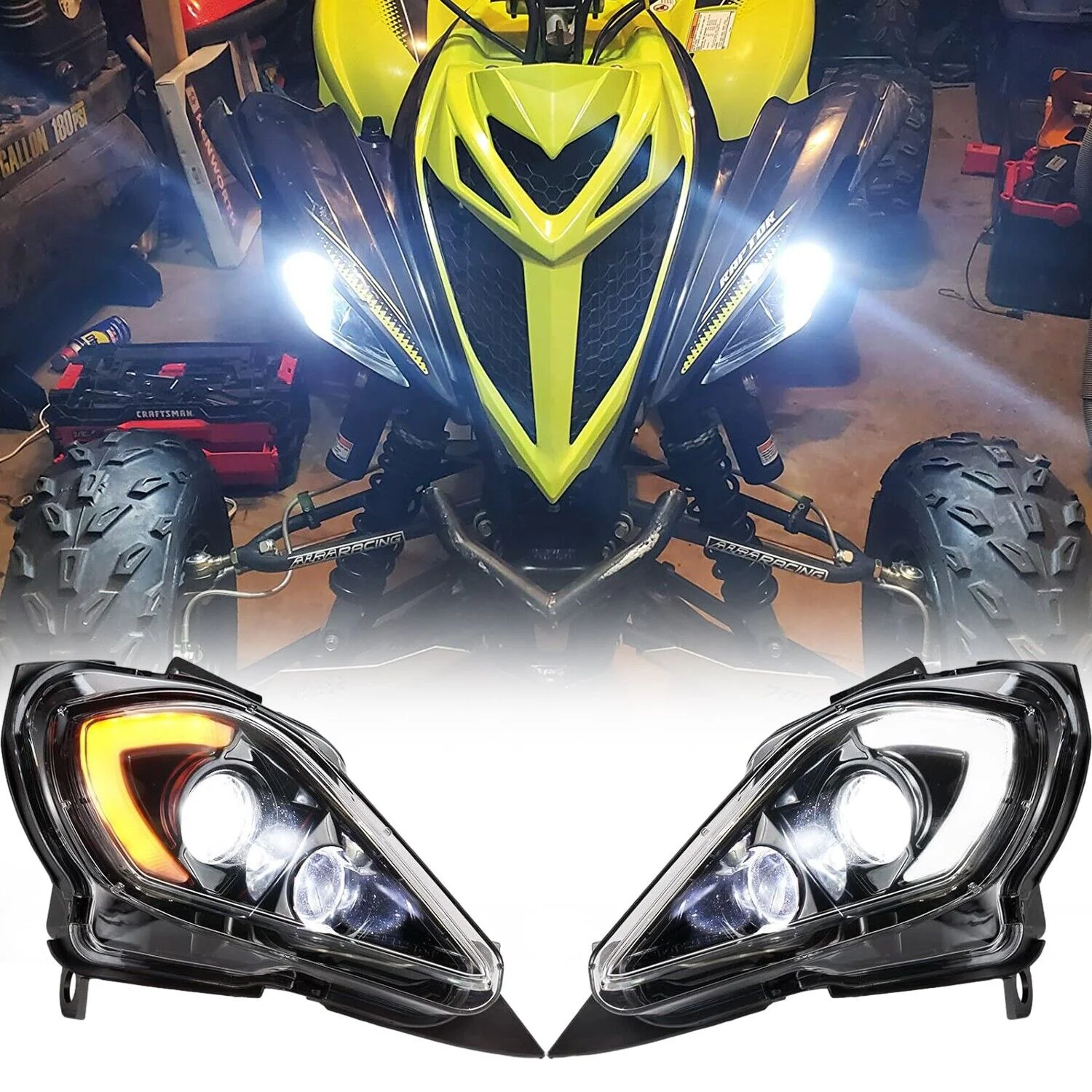 

LED Headlight Set for Yamaha Raptor 700 700R /250/350 YFZ450 Wolverine 2004-2024
