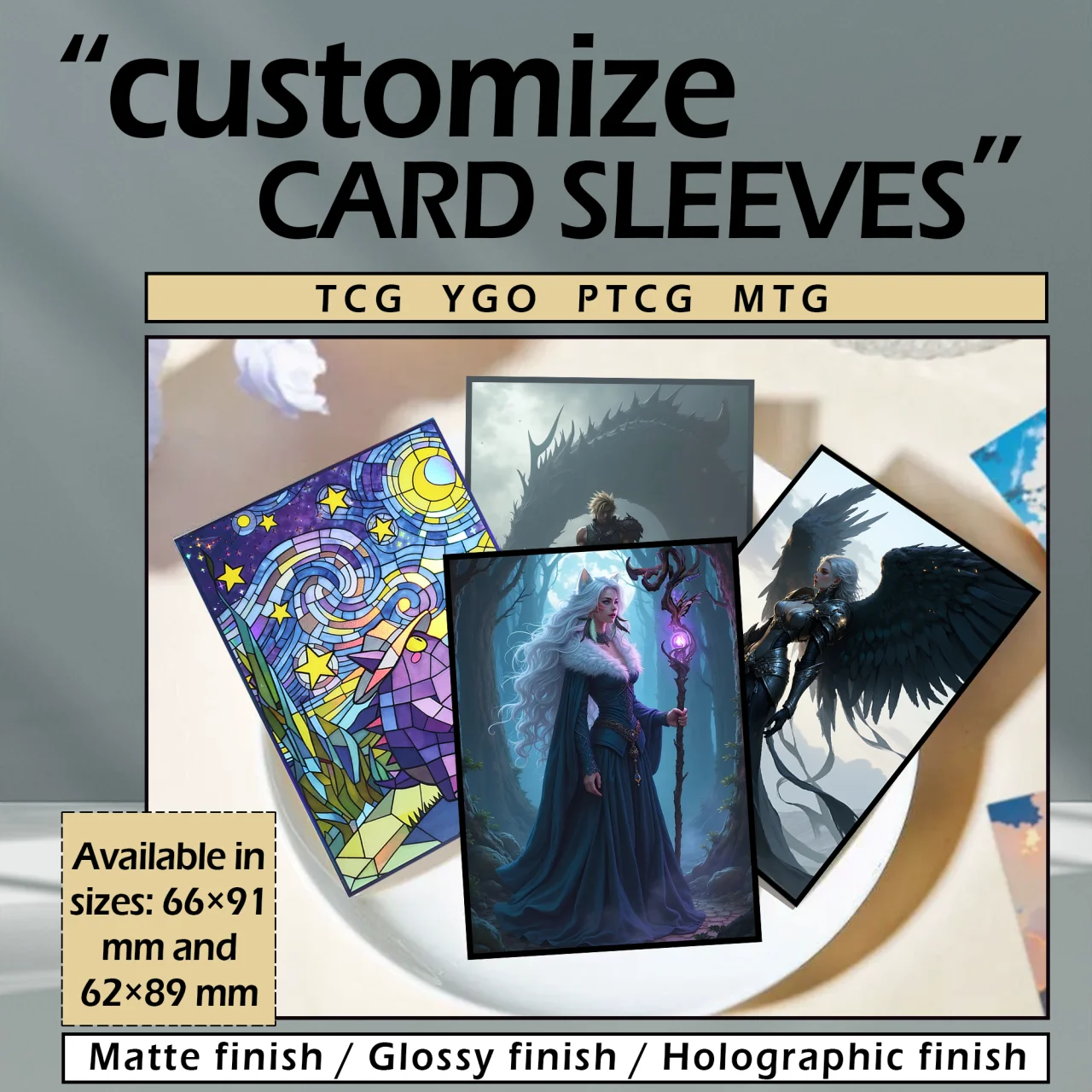 

DIY 62x89/66x91mm Holographic/Matte/Glossy Custom Anime Card Sleeves Board Game Cards Protector Card Cover for Trading Cards