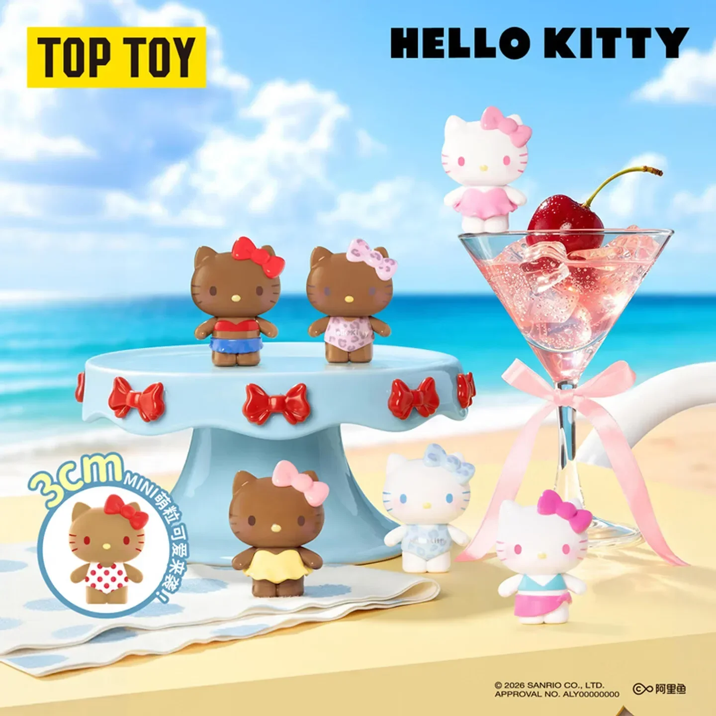 TOPTOY Hello Kitty Colorful Swimwear Summer Series Mini Blind Bag Mystery Box Figures DIY Ornament Licensed Sanrio Gift