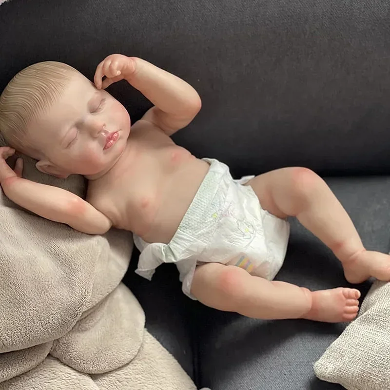 48cm  Full Vinyl Girl Body Silicone Reborn Doll Loulou with Hand painting Hair 3D Skin High Quality Gift