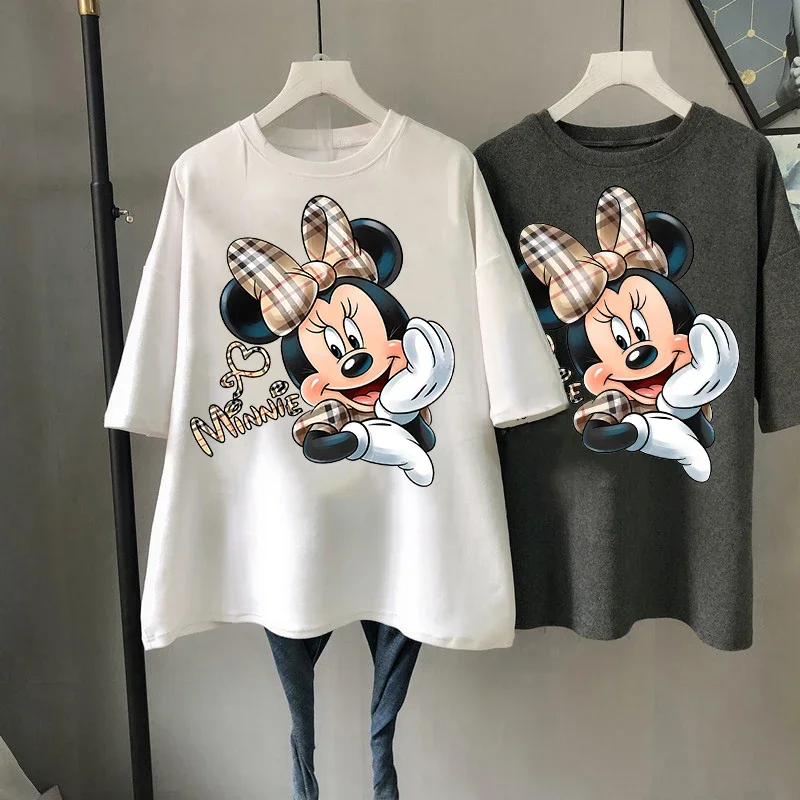 Summer New Streetwear Women Tshirt Ulzzang Harajuku Mickey Minnie Vintage Printed Tshirt Oversized Loose Casual 90s Women