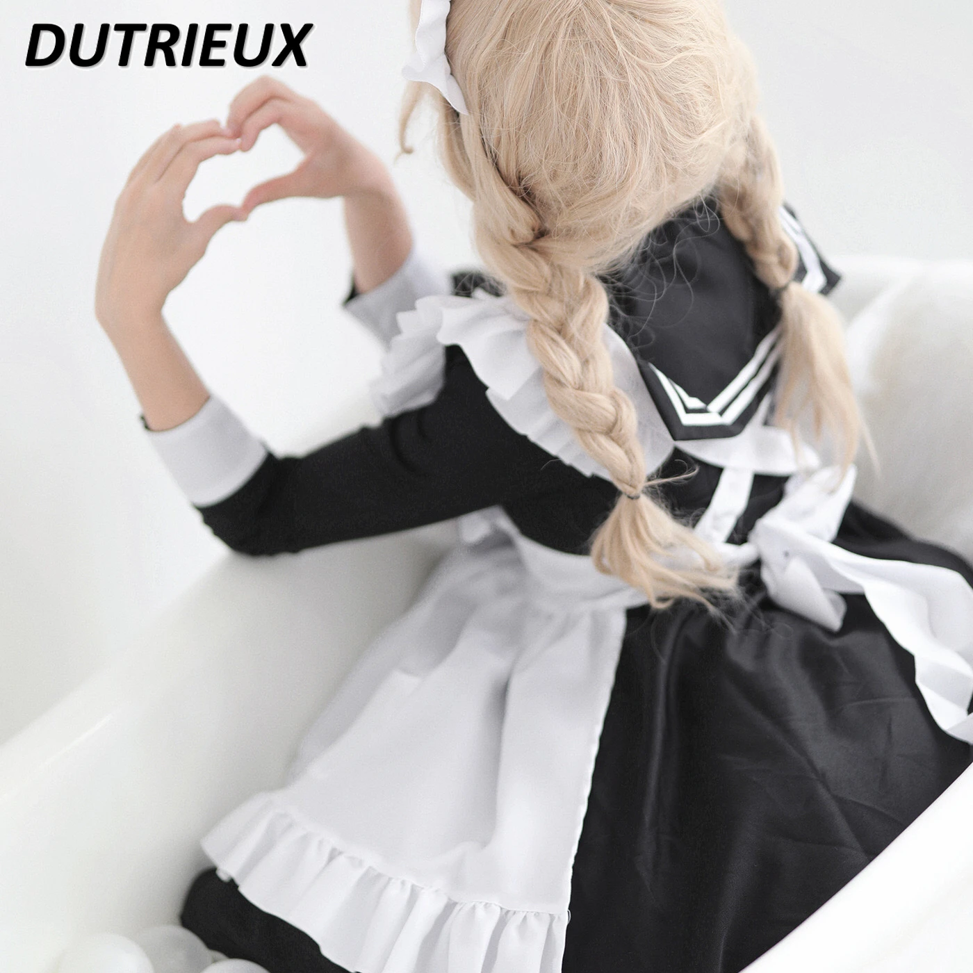 Large Size Sweet Cute Japanese Style Sailor Suit Long Sleeve Suit Soft Jk Uniform Cos Girl Long Sleeved Dress+apron Set