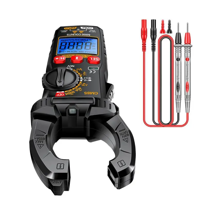

Clamp Multimeter Voltage Tester Multifunctional Meter With Flashlight Backlight 6000 Counts For DC/AC Voltage Capacitance