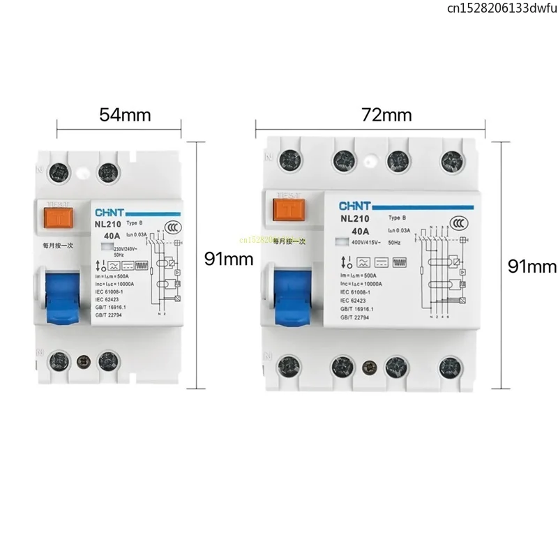 CHINT  NL210 TypeB 30MA 100MA 300MA Leakage Protection Circuit Breaker B Type New Energy 2P 4P RCCB RCBO Tpye B