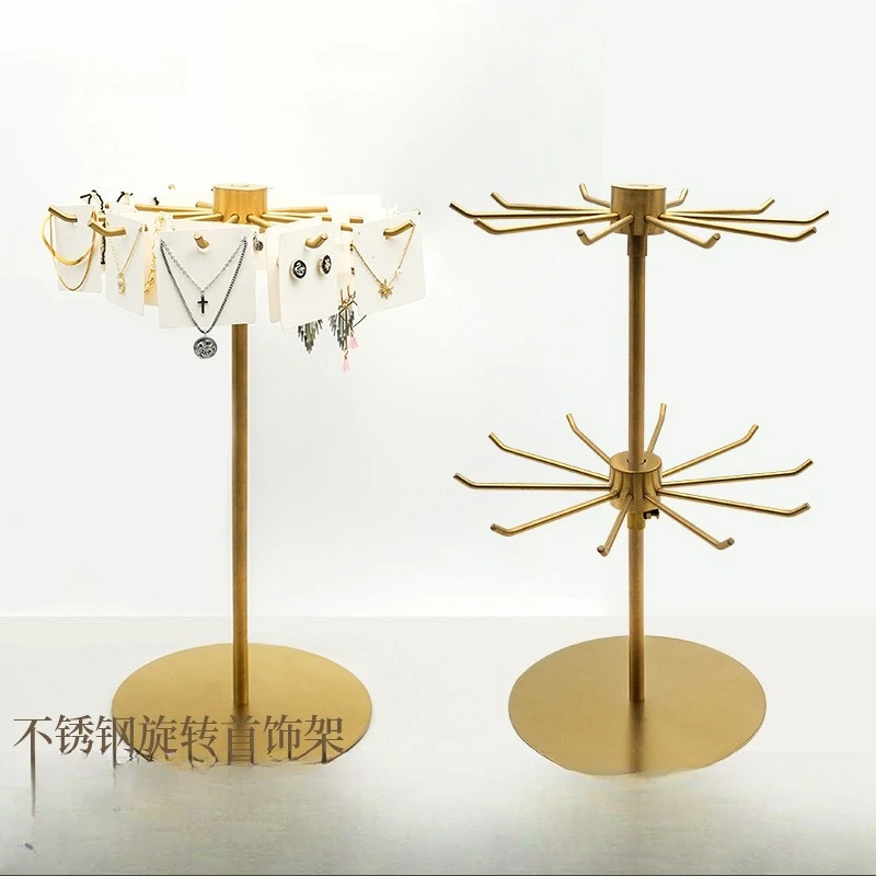 

10 hook stainless steel jewelry rotating display rack, window display rack, jewelry store jewelry display rack, hanging
