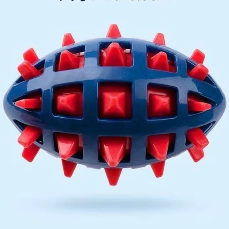 Hunde-Gummi-Rugby-Ball, Weiche Noppen, Zahnreinigung, Bissfestigkeit, Quetschspielzeug mit Geräuschen für Große und Mittelgroße Hunde – Detail 7