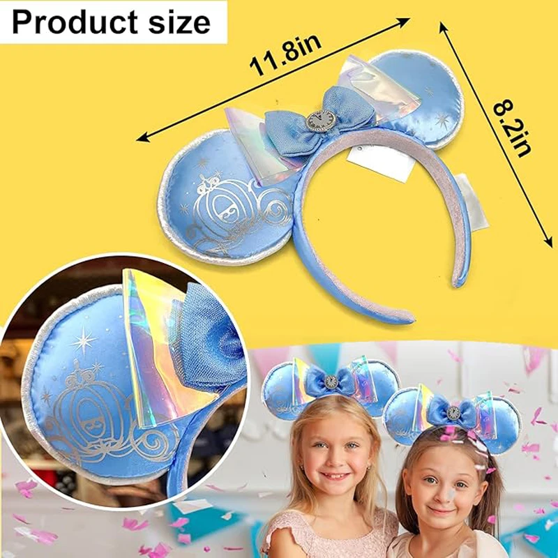 DISNEY Princess Series Mickey Mouse Ears Headband Bow Headband Birthday Party Christmas Princess Cosplay Costume For Women Adult