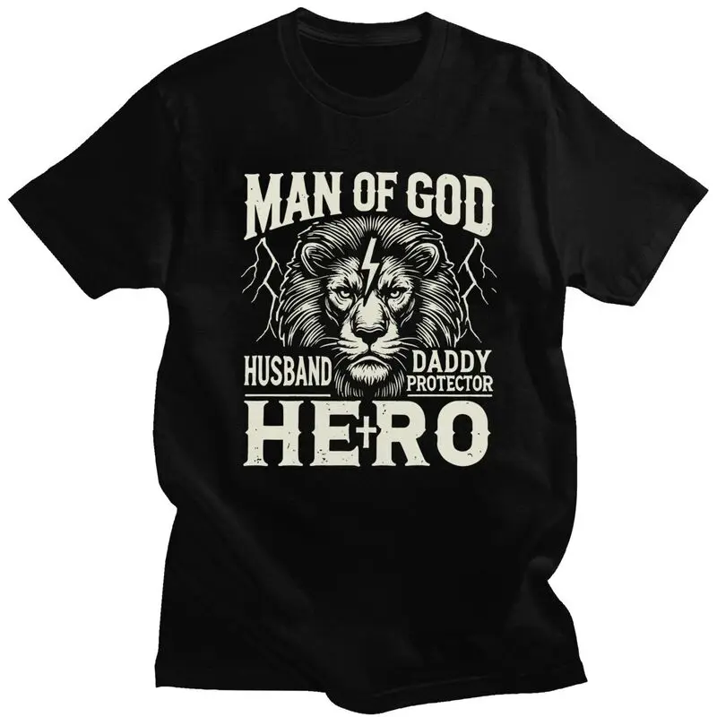 Custom Fashion Man Of God Husband Daddy Protector Hero T Shirt Men Short-Sleeve T-shirts Streetwear Tee Tops Slim Fit Tshirts