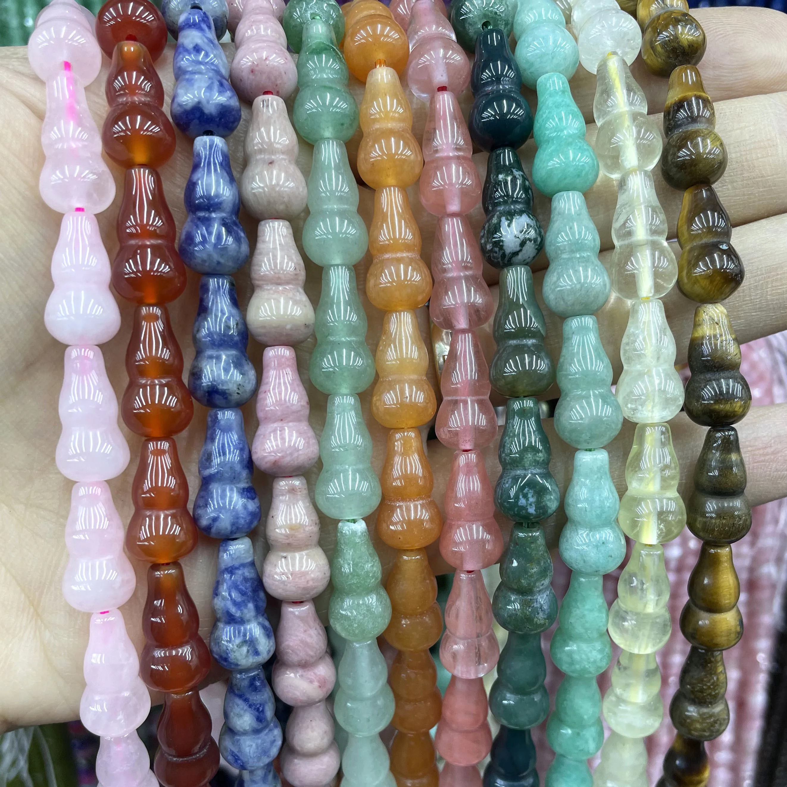 8X15MM Natural Stone Calabash Shape Agates Amazonite Quartz Loose Spacer Beads For Jewelry Making Diy Bracelets Accessories