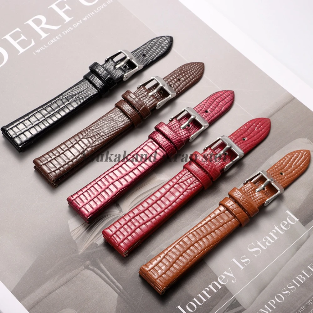 新しい 10 ミリメートル 12 ミリメートル 14 ミリメートル 16 ミリメートルトカゲ柄レザー時計バンドセイコー用オメガ用カルティエブレスレット超薄型女性男性ストラップ