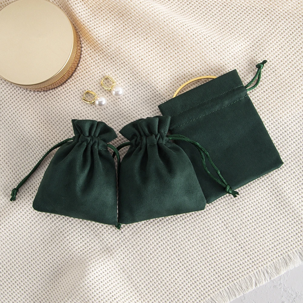 5pcs Premium Flannel Drawstring Pouches for Jewelry Storage