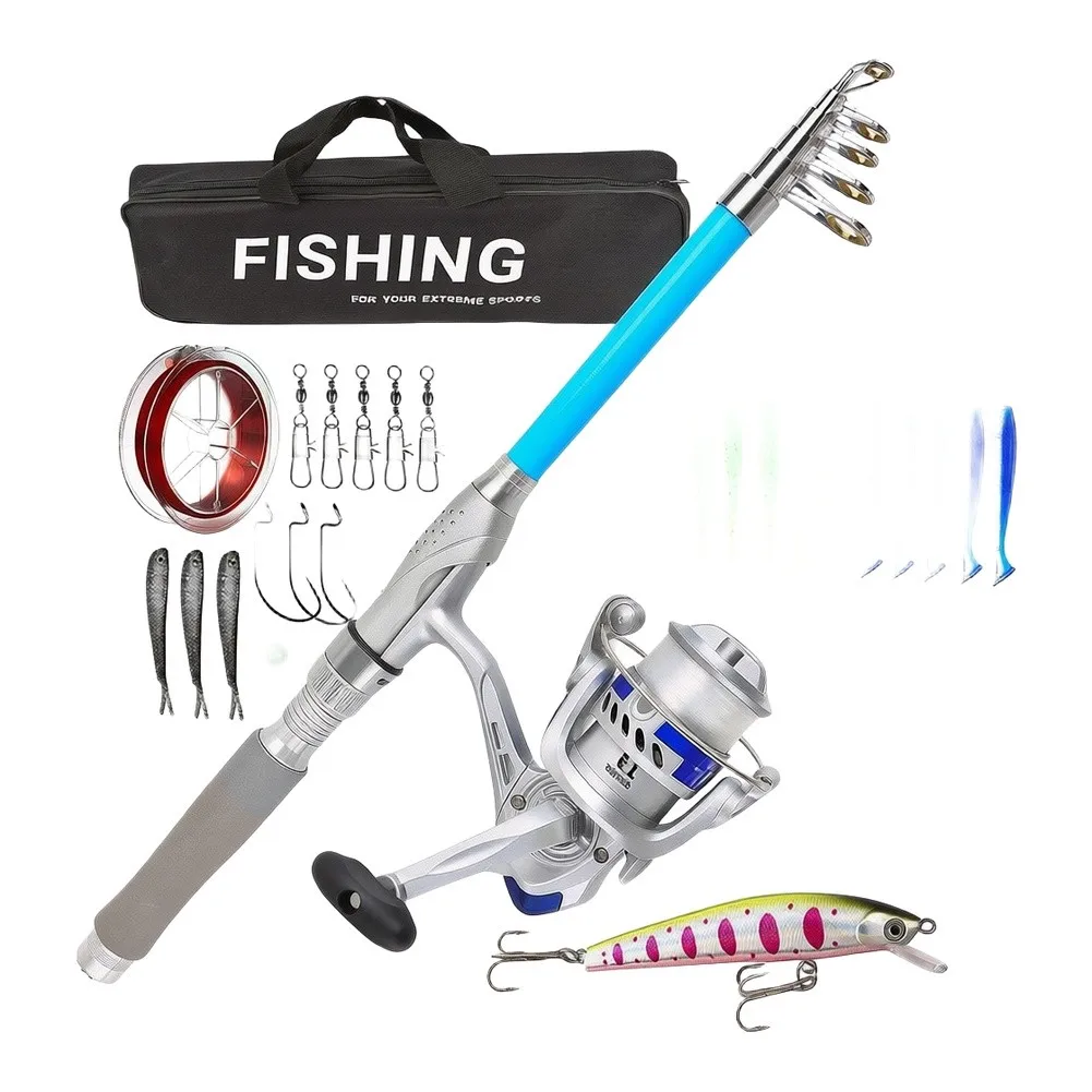 Freshwater Saltwater Fishing Fishing Gear Set Silver Blue for versatile Fishing Application Fiberglass Construction