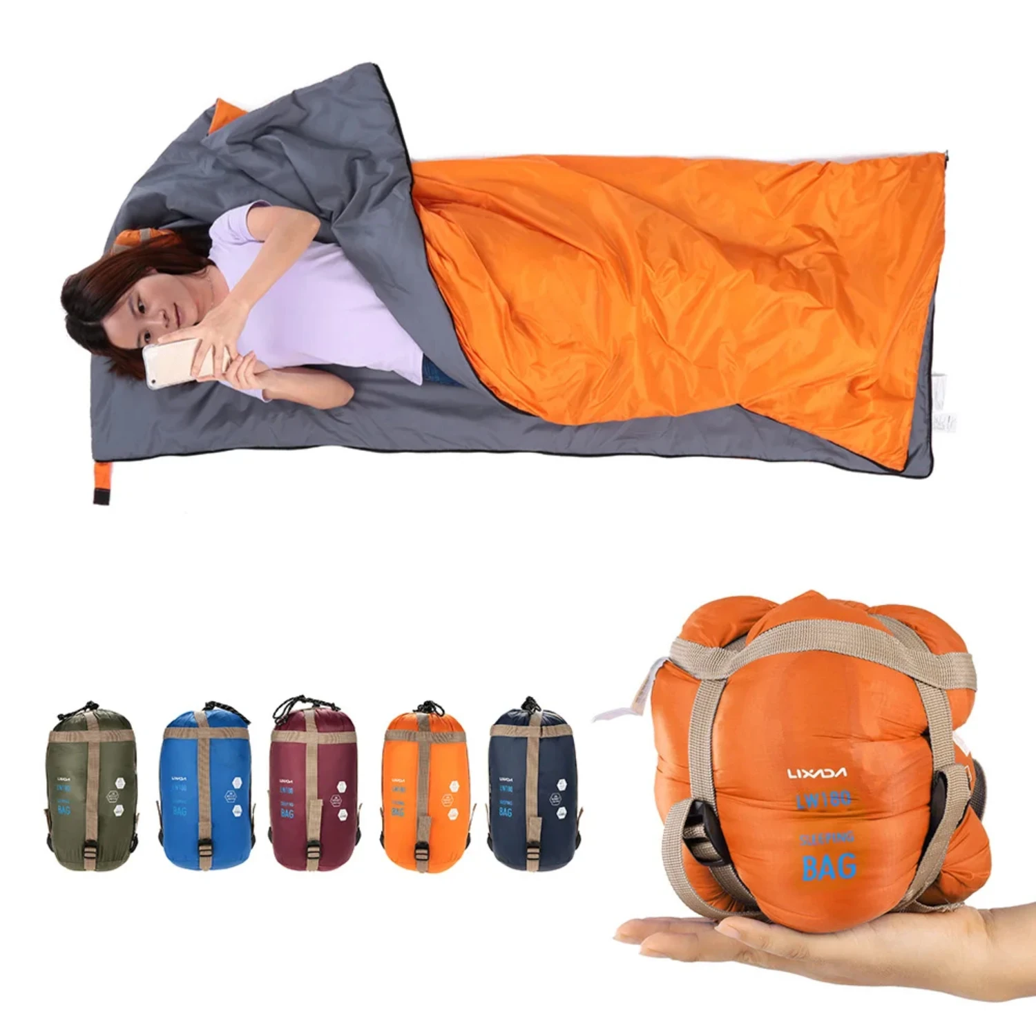 190*75cm Camping Envelope Sleeping Bag Light Cotton Tourist Bag With Compression Bag Equipment Spring Summer Autumn Cycling Maap