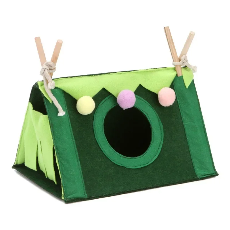 Cute Portable Hamster Green Tents Small Animals Hideout Chinchilla Rabbit Tent House Large Size Guinea Pigs Nests 28*19.5*17cm