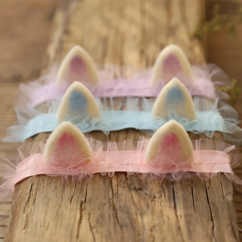 Dvotinst ทารกแรกเกิดการถ่ายภาพ Props Handmade น่ารักแมวดอกไม้ Headwear Headdress Fotografia สตูดิโอถ่ายภาพ Props