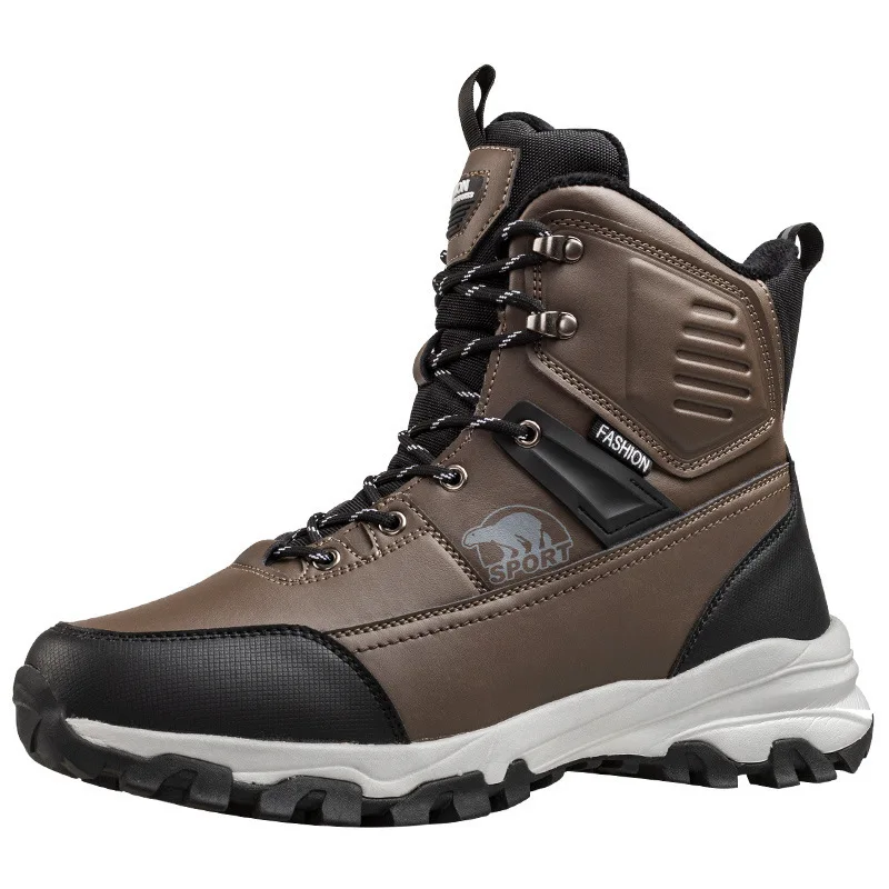 Men\'s Winter boots 2025 High Top winter Shoes men Thickened Plush Warm Snow Boots man Outdoor Waterproof and Anti slip Boots