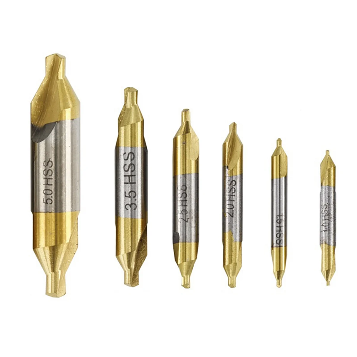 6Pcs High-Speed Steel Center Drill Assembly 1.0 1.5 2 2.5 3.5 5.0 mm Is Suitable for Lathe Metal Processing