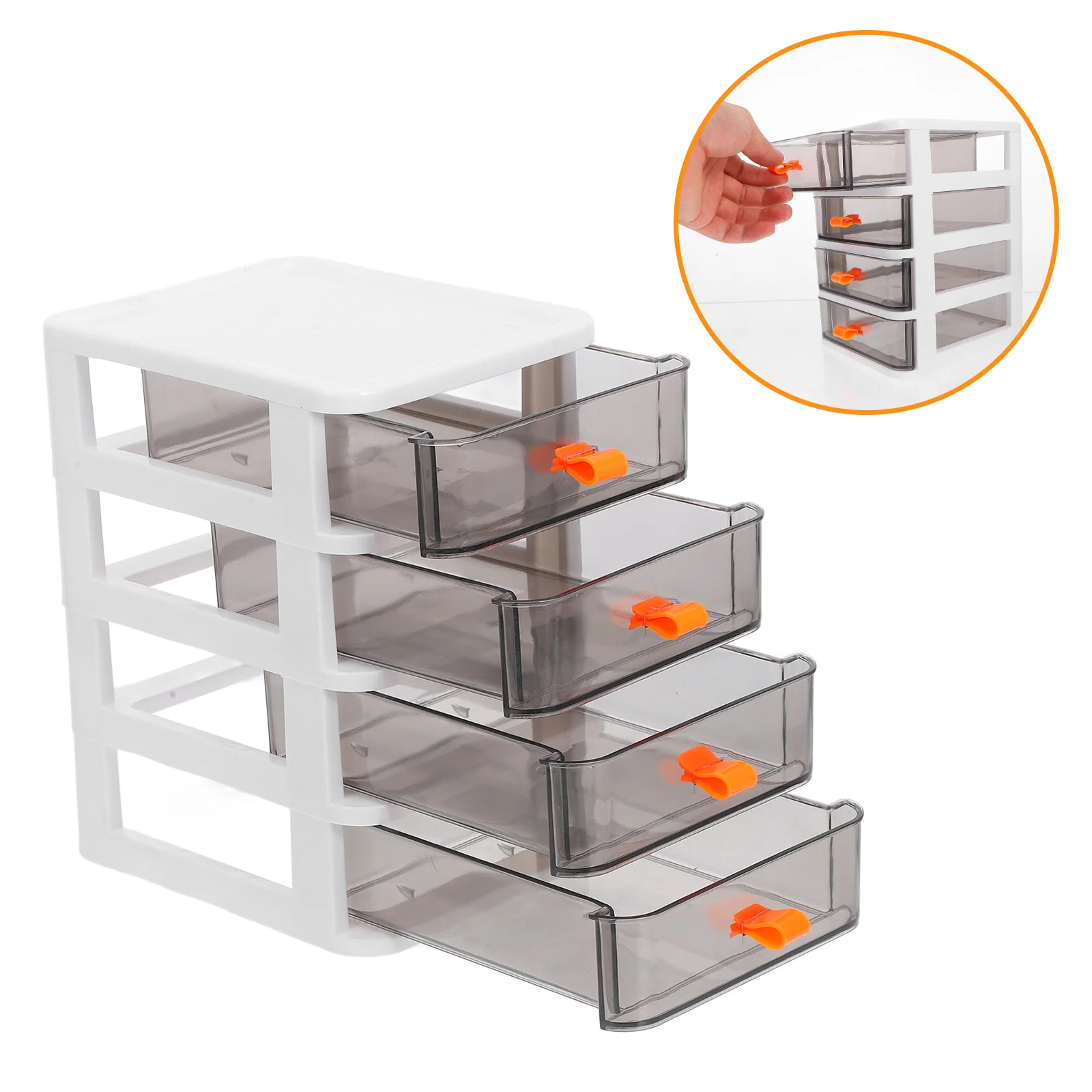 

Transparent 4-Layer Plastic Drawer Organizer Compact Mini Storage Box for Office Desk Stationery Makeup Storage Drawers