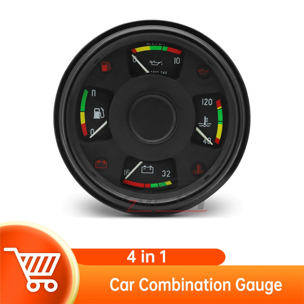 New 4 in 1 Gauge Multifunction Combination of Instruments Voltmeter Fuel Meter Oil Pressure Meter Water Temperature Meter