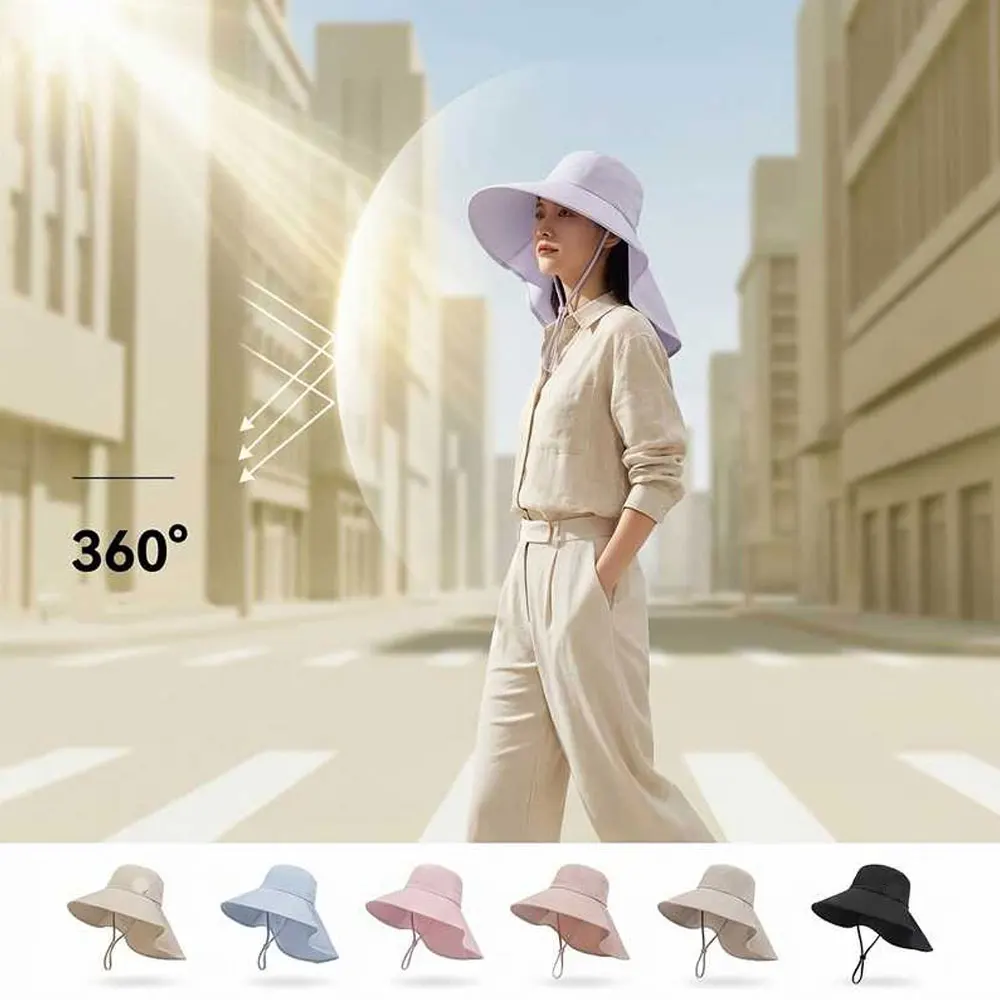 AliExpress NONE Hats That Can Be Worn in All Seasons, Women's Fisherman Hats with Adjustable Straps, Sun Hats for Outdoor Activities, Women's Wide-Brimmed Summer Sun Hats, Fishing, Cycling, Beach Shawl Hats, Unisex