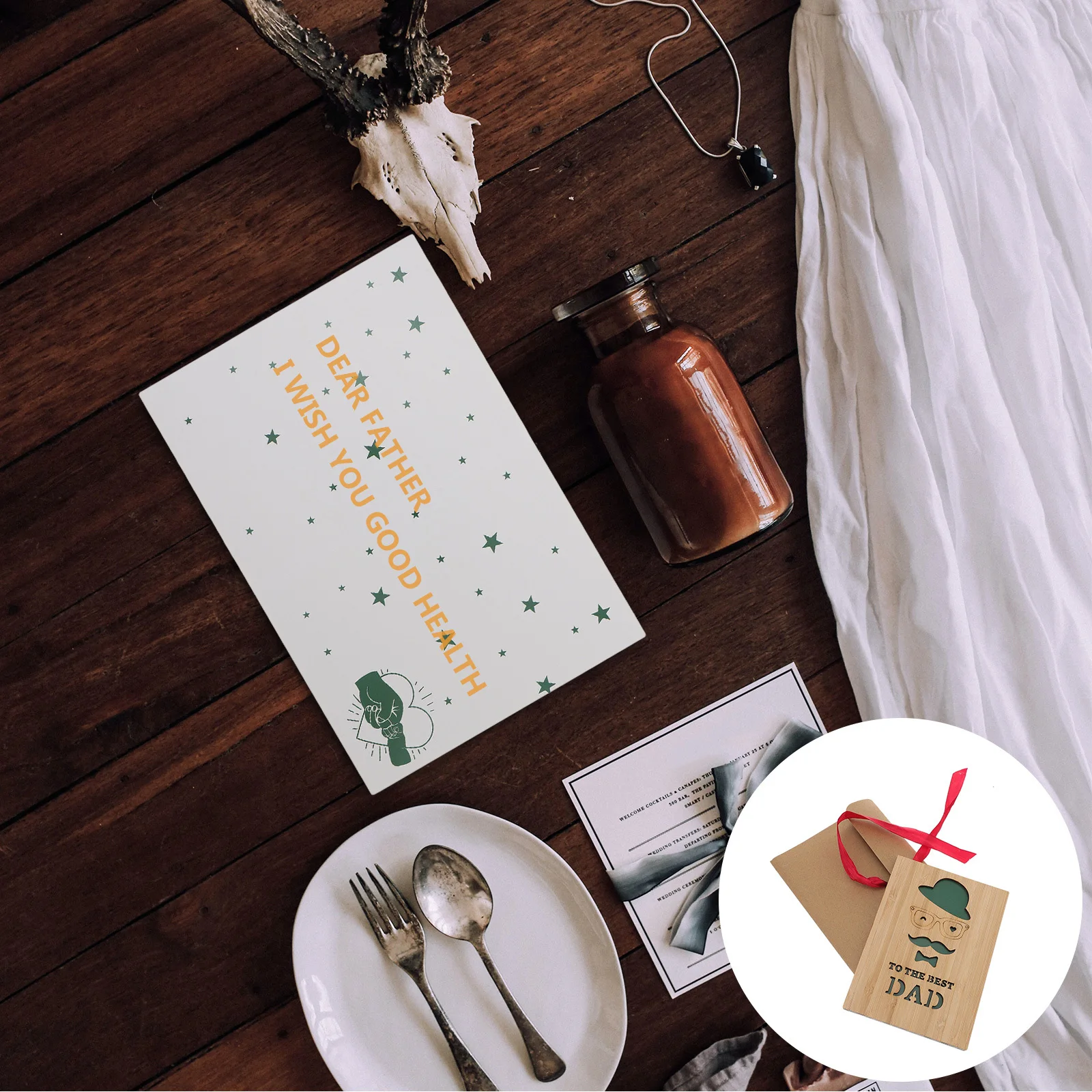 

Деревянная открытка ко Дню отца Изысканное мастерство Удобство Безопасно в использовании Легкий Портативный Идеально подходит для письма Персонализированный