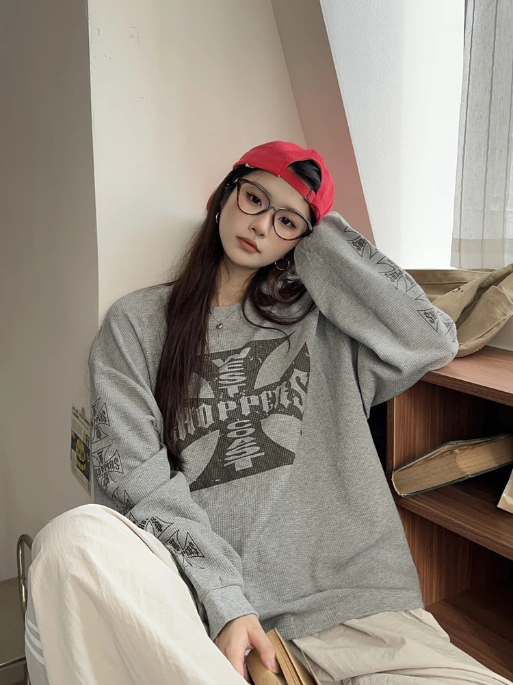 

Винтажная футболка с длинным рукавом для мужчин и женщин, повседневная, в стиле Вест-Кост, удобная, дышащая, с круглым вырезом, летний топ