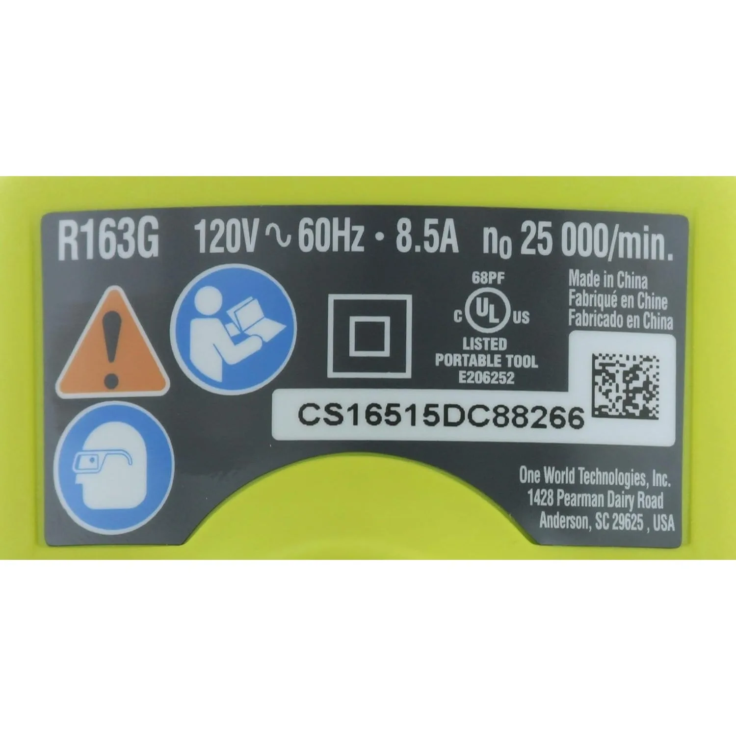 R1631K 1-1/2 Peak HP 8.5 Amp LED Lit Corded Router Including 3 Piece Bit Set (w/ Tool Bag)