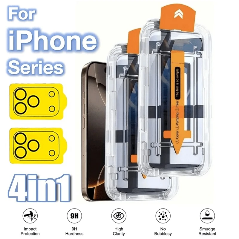 

Для IPhone 17 Pro Max Защитные пленки для экрана 17 Air 17 Pro Защитная пленка для объектива камеры HD Прозрачная, легко прилегаемая, закаленное стекло с полным покрытием