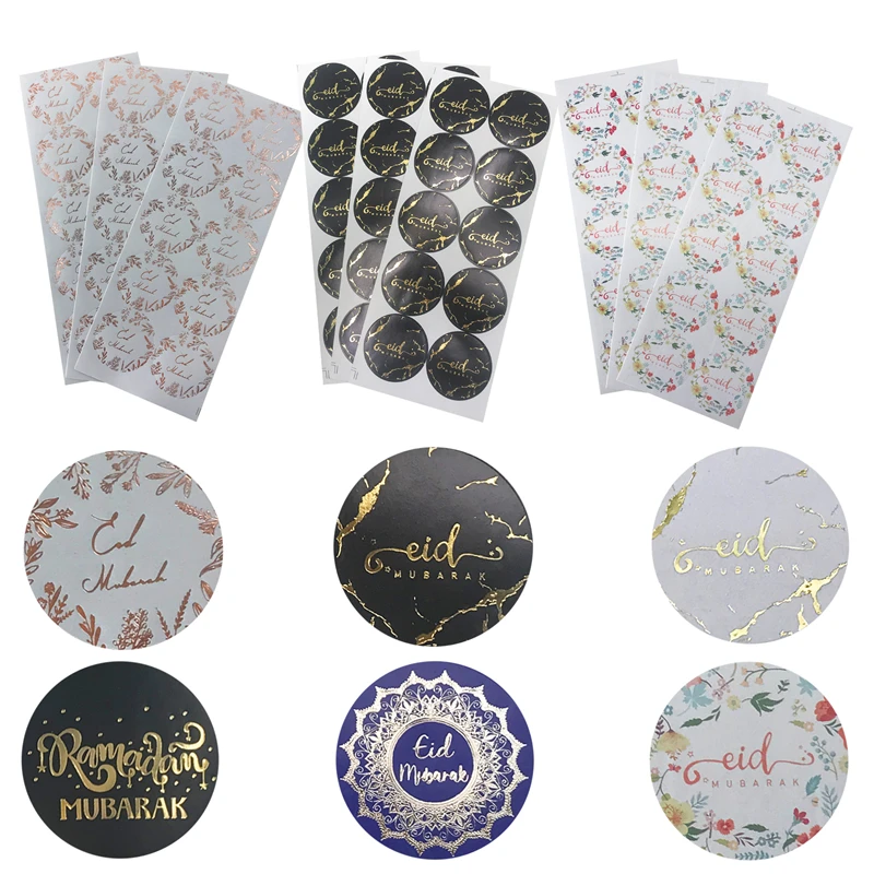 30Pcs EID Mubarak Paper Sticker Ramadan Kareem Decor For Home 2024 Muslim Islamic Party Gift Box Sealing Labels Ramadan Supplies