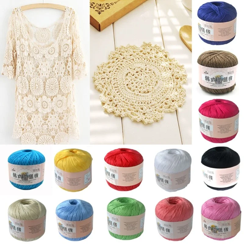 50g /roll 0.8mm Pearl Lace Thread Pure Cotton Crochet Summer Handmade DIY Thread Knitted Machine Woven Sewing Accessories Wool