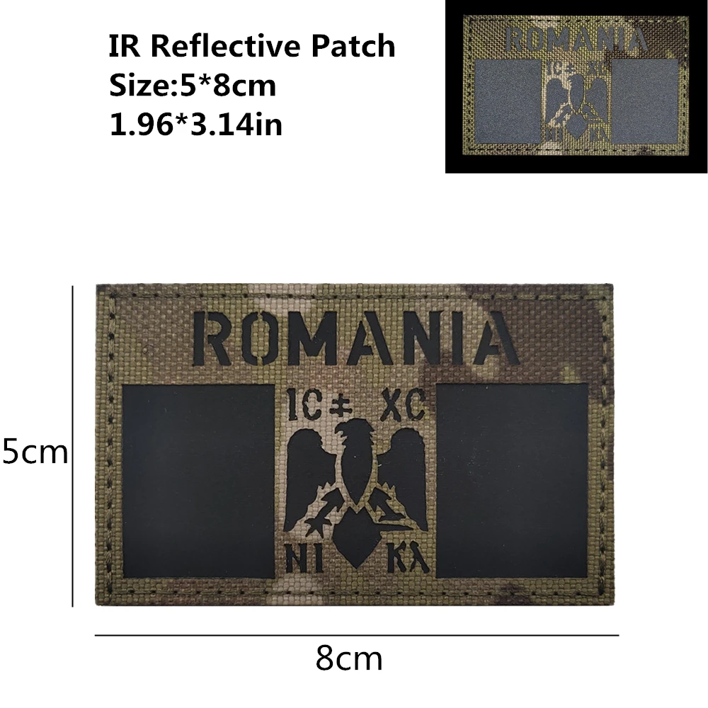 Rumunia Naszywka Haft IR 3M Odblaskowa naszywka 3D Odznaka taktyczna Opaska na ramię Outdoor Specjalne akcesoria Naszywki Naszywki do haftu