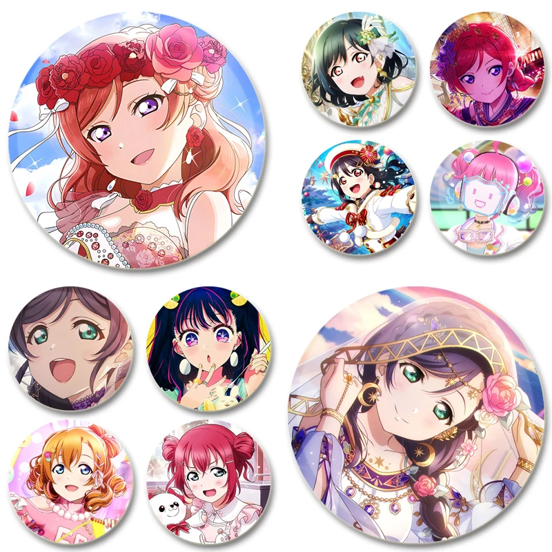 Insignia de figura de Cosplay de Maki Nishikino Rin Hoshizora Nozomi Tojo Nico Yazawa, pines de esmalte lindos de dibujos animados exquisitos para ropa, joyería