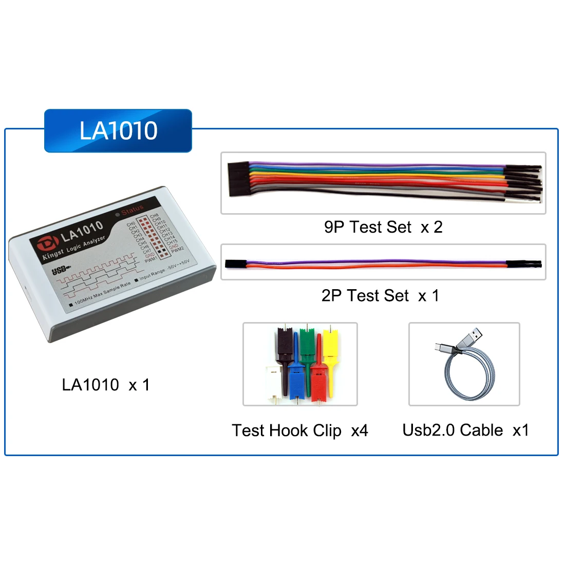 Kingst  LA1010 USB  Logic Analyzer    100M max sample rate,16Channels,10B samples, MCU,ARM,FPGA debug tool english software