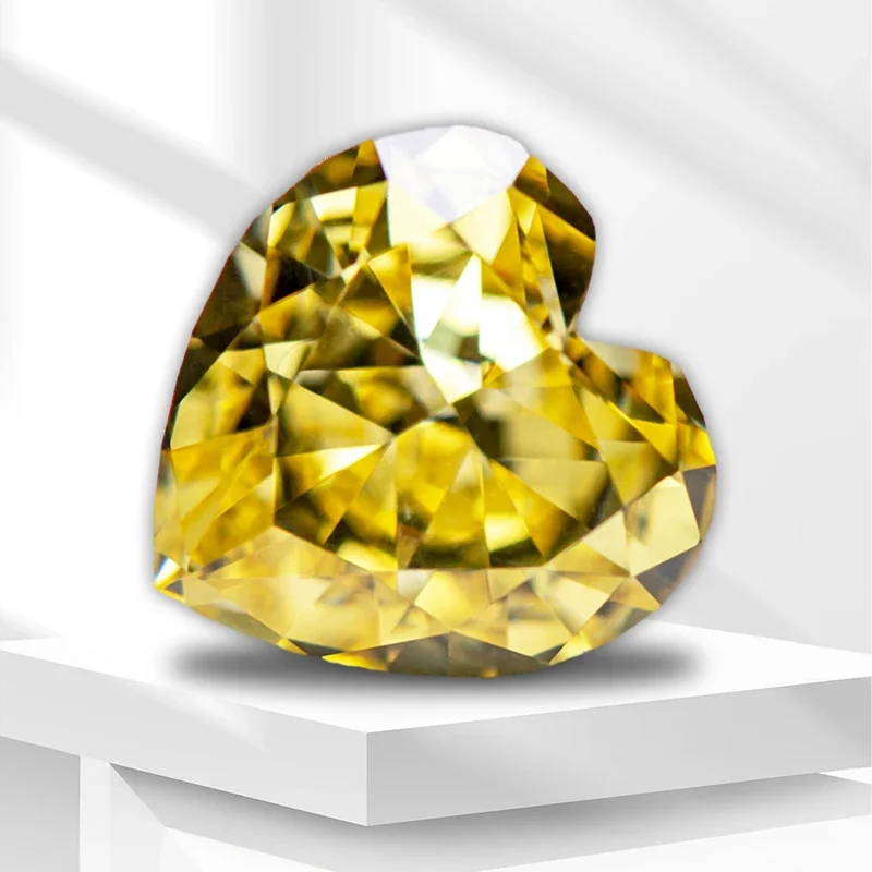 

Wholesale 4k Crushed Ice Cut Cubic Zirconia Stone Dark Yellow Color Heart Shape Synthetic Gemstone 5A Lab CZ Gemstone Shiny Qua