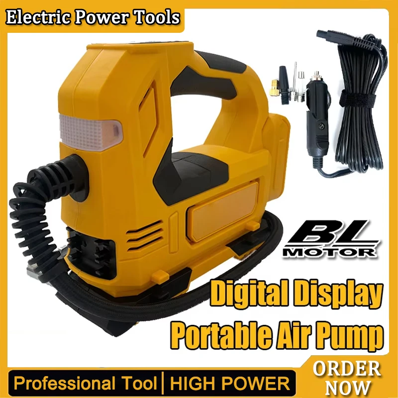 

Portable Tire Inflator Air Pump Rechargeable Compressor Digital Cordless Electric Car Tyre Inflator Tools For Dewalt 20V Battery