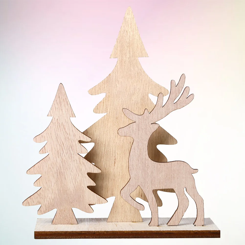 

Christmas Wooden Deer Decoration Eco-Friendly Xmas Wood Ornament DIY Craft Home Office Party Decor Xmas Wood Ornament