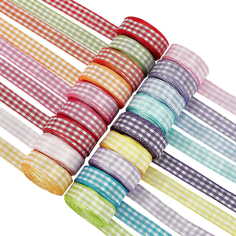 5 Yards Gingham Ribbons for Wedding Christmas Party Decorations Gifts Wrapping DIY Bow Hair Craft Plaid Ribbons Card Buffalo