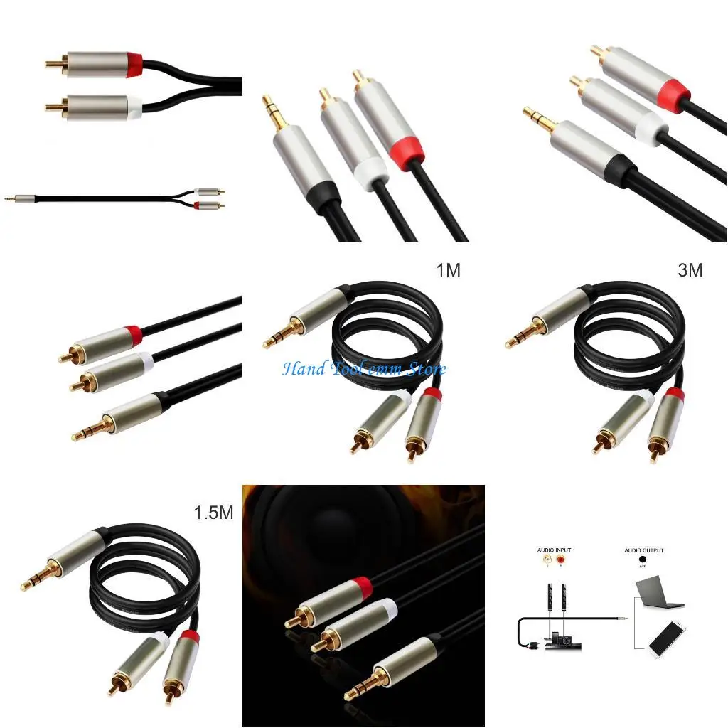 

H37F 3.5mm to 2-Male RCA Adapter Cable Y Splitter Cable AUX Cord for Speaker