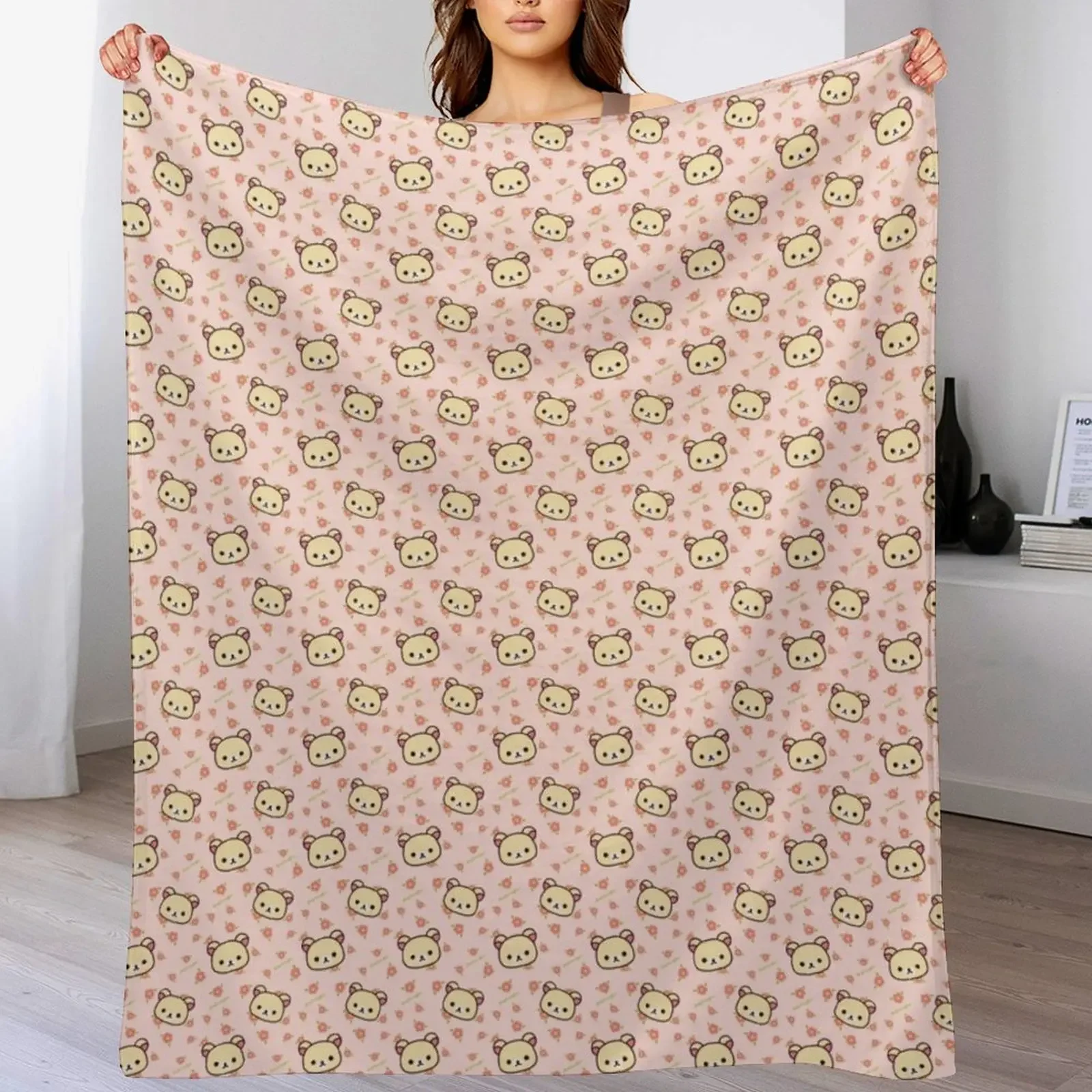 

Korilakkuma - pink Throw Blanket Soft Plaid Hair wednesday Soft Big Blankets