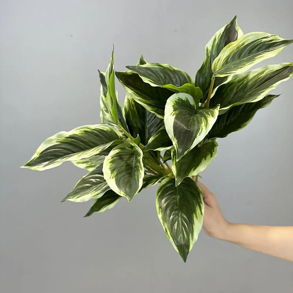 Planta Artificial Hosta variada, plantas Dieffenbachia verdes de imitación, exterior, interior, oficina, porche, patio, relleno de macetero resistente a los rayos UV