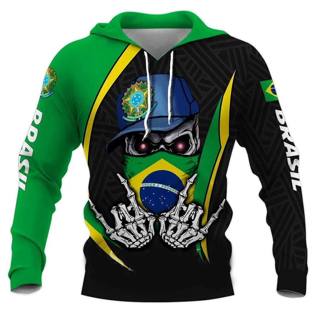 Men's Hoodie With Brazilian Flag Printing Jersey Street Style Men's Hoodie Fleece Sweater Xs-7xl European Size